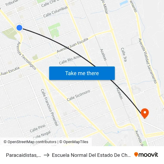 Paracaidistas, 360 to Escuela Normal Del Estado De Chihuahua map
