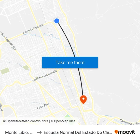 Monte Libio, 4339 to Escuela Normal Del Estado De Chihuahua map