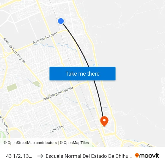 43 1/2, 13518 to Escuela Normal Del Estado De Chihuahua map