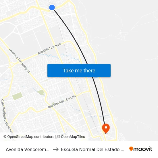 Avenida Venceremos, 15503 to Escuela Normal Del Estado De Chihuahua map