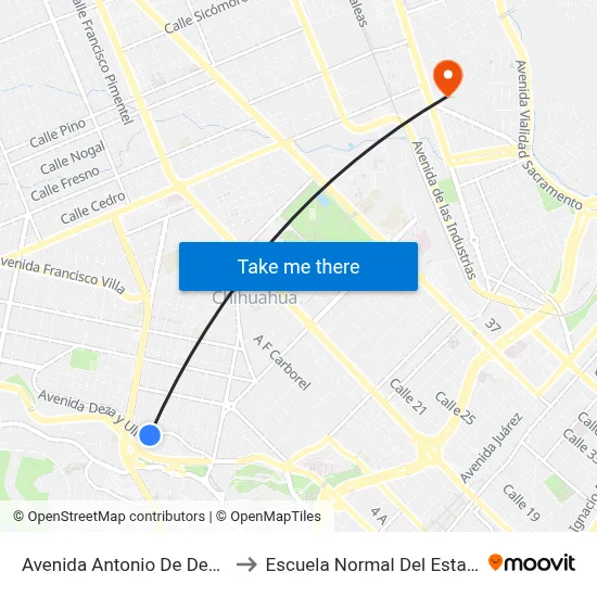Avenida Antonio De Deza Y Ulloa, 3915c to Escuela Normal Del Estado De Chihuahua map