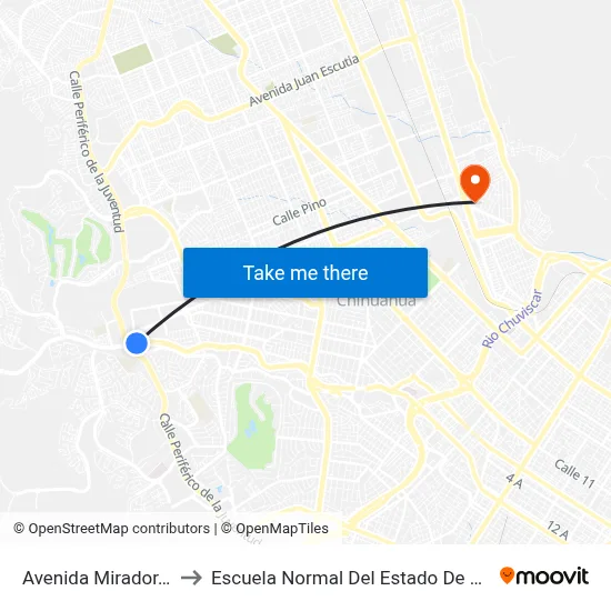 Avenida Mirador, 7748 to Escuela Normal Del Estado De Chihuahua map