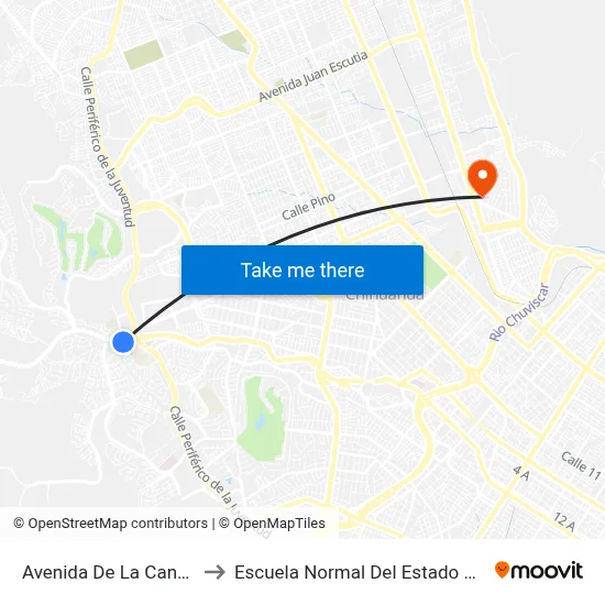 Avenida De La Cantera, 8700 to Escuela Normal Del Estado De Chihuahua map