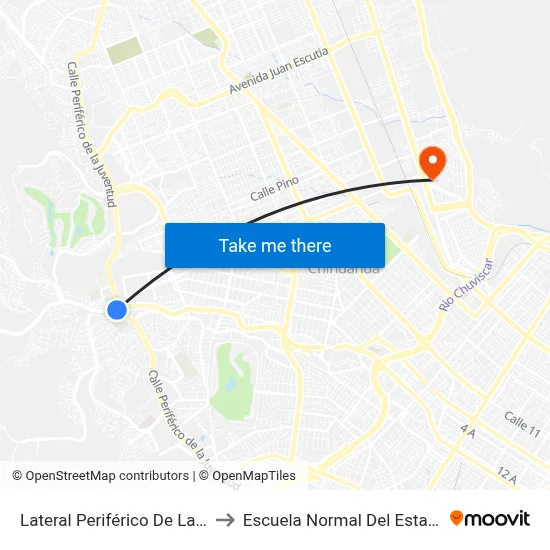 Lateral Periférico De La Juventud, 7705 to Escuela Normal Del Estado De Chihuahua map