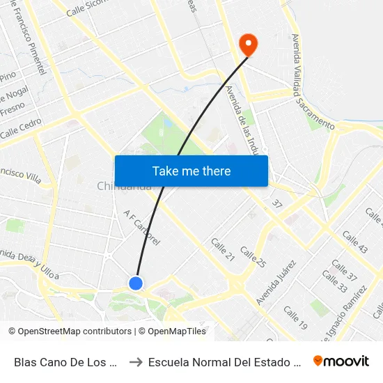 Blas Cano De Los Ríos, 1501 to Escuela Normal Del Estado De Chihuahua map