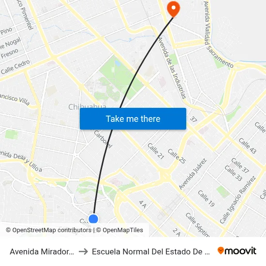 Avenida Mirador, 1903 to Escuela Normal Del Estado De Chihuahua map