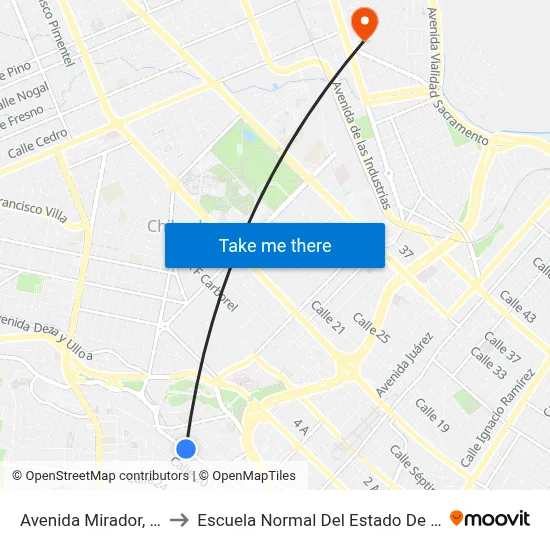 Avenida Mirador, 2301-E to Escuela Normal Del Estado De Chihuahua map
