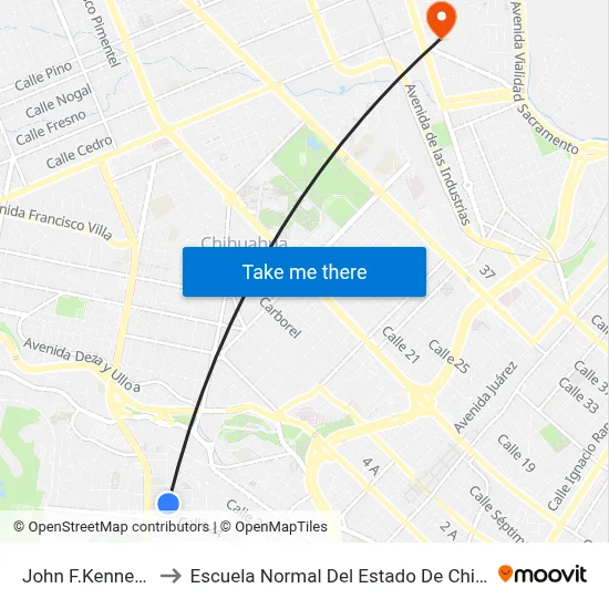 John F.Kennedy, 4 to Escuela Normal Del Estado De Chihuahua map