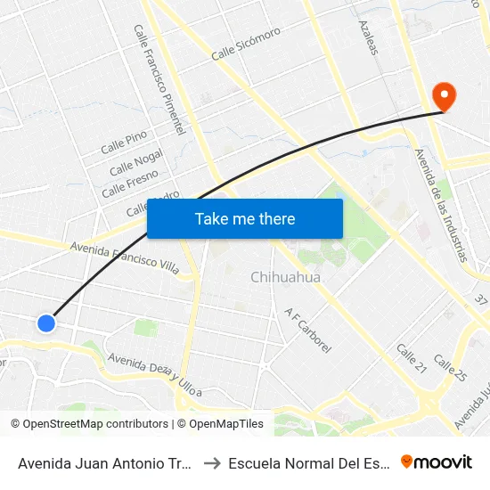 Avenida Juan Antonio Trasviña Y Retes, 6501 to Escuela Normal Del Estado De Chihuahua map