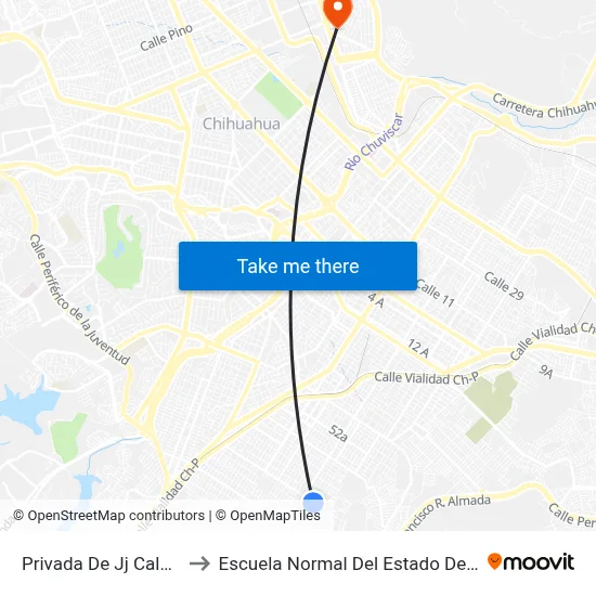 Privada De Jj Calvo, 7001 to Escuela Normal Del Estado De Chihuahua map