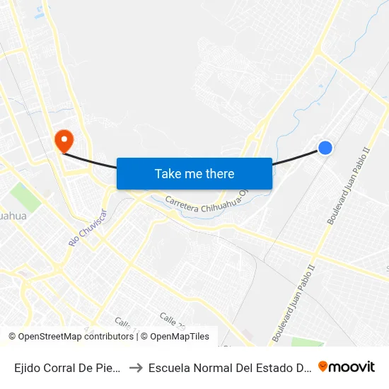 Ejido Corral De Piedra, 7000 to Escuela Normal Del Estado De Chihuahua map