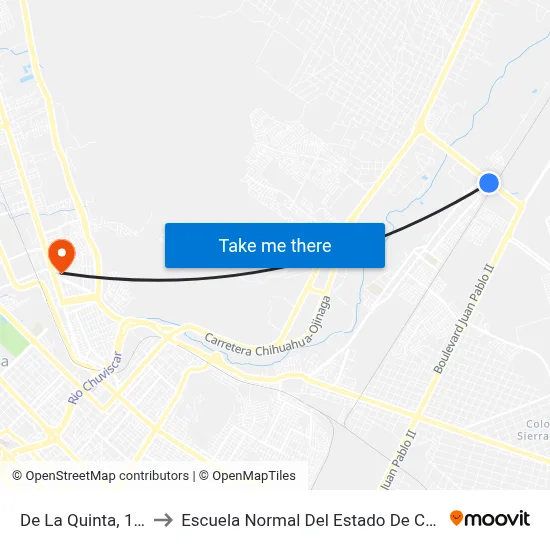 De La Quinta, 12102 to Escuela Normal Del Estado De Chihuahua map