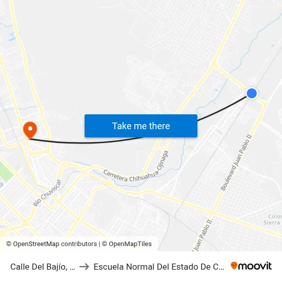 Calle Del Bajío, 6807 to Escuela Normal Del Estado De Chihuahua map