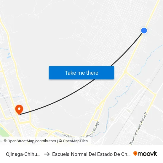 Ojinaga-Chihuahua to Escuela Normal Del Estado De Chihuahua map