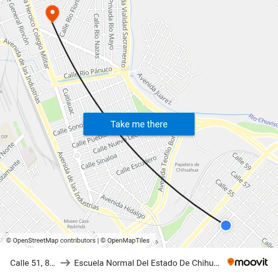 Calle 51, 800 to Escuela Normal Del Estado De Chihuahua map