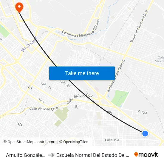 Arnulfo González, 713 to Escuela Normal Del Estado De Chihuahua map