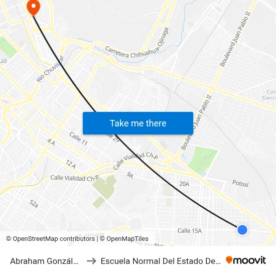 Abraham González, 1304 to Escuela Normal Del Estado De Chihuahua map