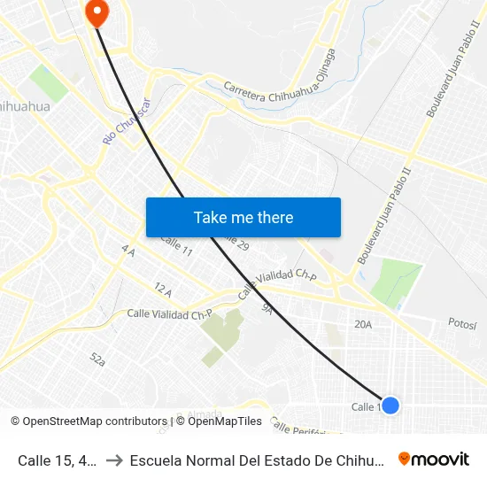 Calle 15, 428 to Escuela Normal Del Estado De Chihuahua map