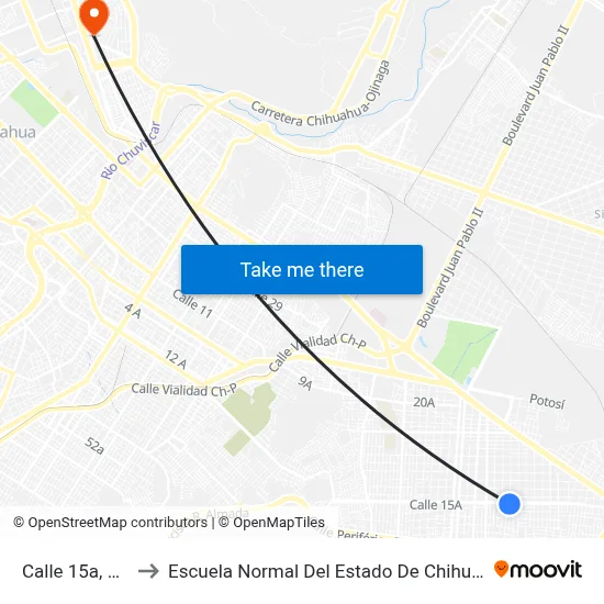 Calle 15a, 209 to Escuela Normal Del Estado De Chihuahua map