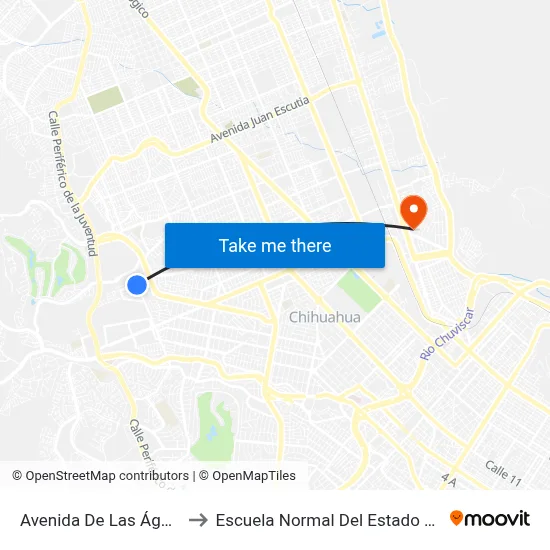 Avenida De Las Águilas, 3002 to Escuela Normal Del Estado De Chihuahua map