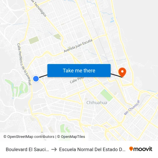 Boulevard El Saucito, 6100 to Escuela Normal Del Estado De Chihuahua map