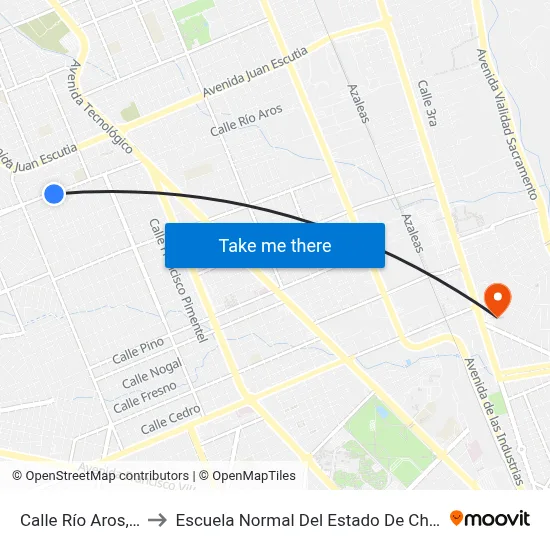 Calle Río Aros, 397 to Escuela Normal Del Estado De Chihuahua map