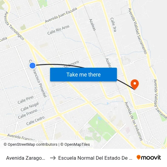 Avenida Zaragoza, 713 to Escuela Normal Del Estado De Chihuahua map
