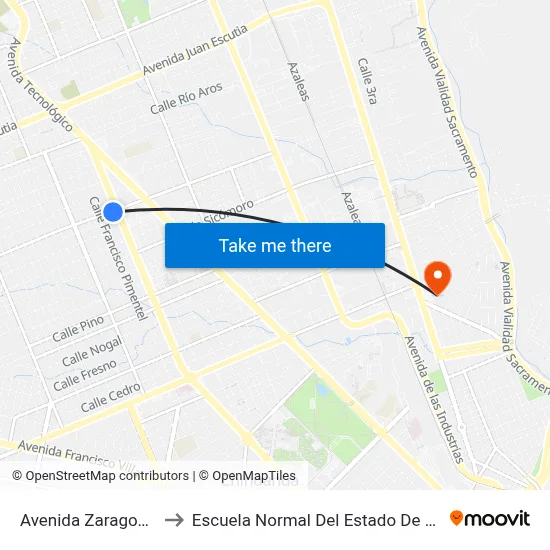 Avenida Zaragoza, 911 to Escuela Normal Del Estado De Chihuahua map
