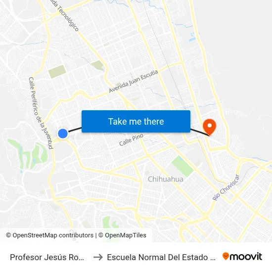 Profesor Jesús Romero, 6301 to Escuela Normal Del Estado De Chihuahua map