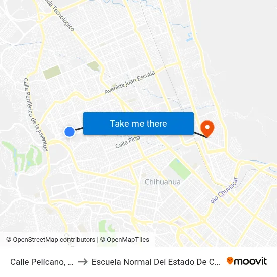 Calle Pelícano, 6129 to Escuela Normal Del Estado De Chihuahua map