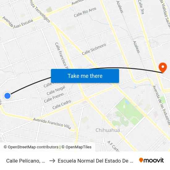 Calle Pelícano, 4908a to Escuela Normal Del Estado De Chihuahua map