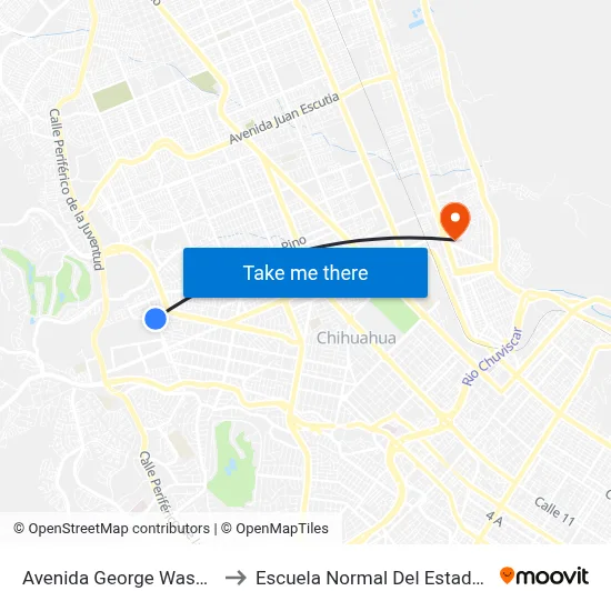 Avenida George Washington, 3701 to Escuela Normal Del Estado De Chihuahua map
