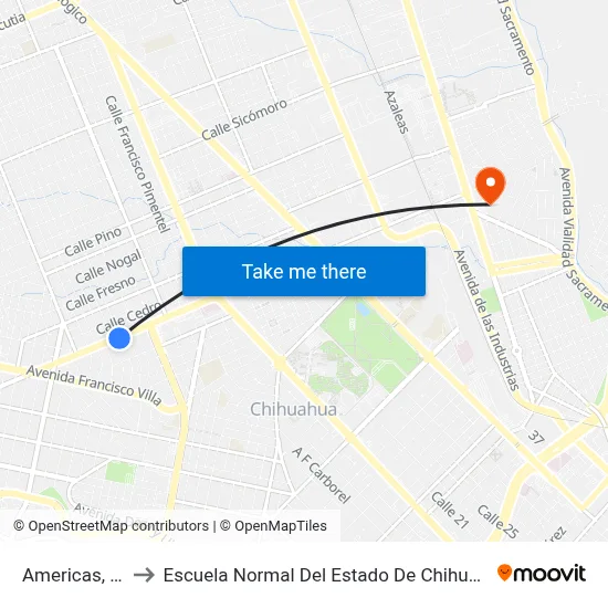 Americas, 12 to Escuela Normal Del Estado De Chihuahua map