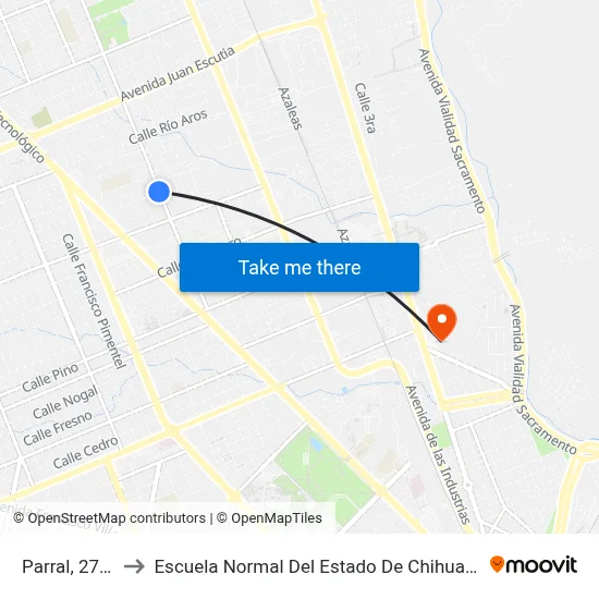 Parral, 2705 to Escuela Normal Del Estado De Chihuahua map