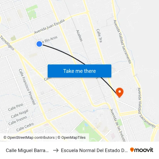 Calle Miguel Barragán, 6917 to Escuela Normal Del Estado De Chihuahua map