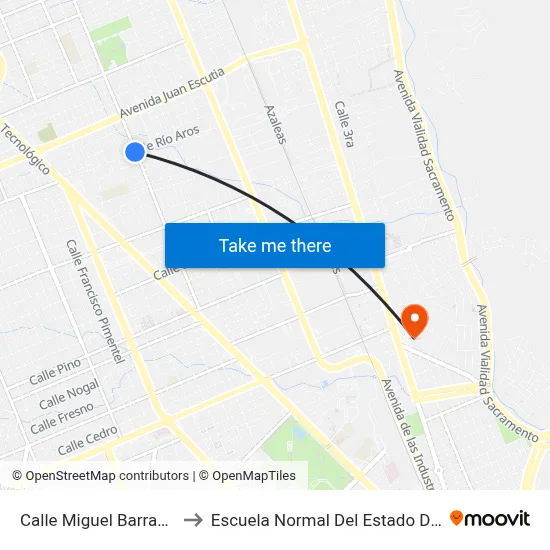 Calle Miguel Barragán, 7101 to Escuela Normal Del Estado De Chihuahua map