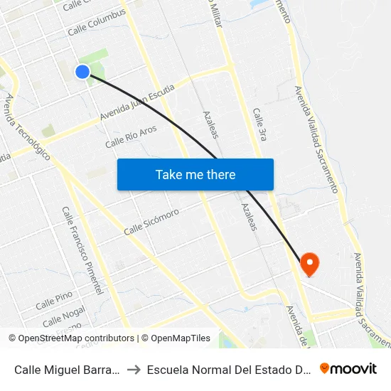 Calle Miguel Barragán, 338 to Escuela Normal Del Estado De Chihuahua map