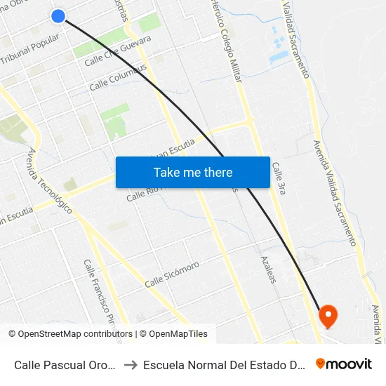 Calle Pascual Orozco, 134 to Escuela Normal Del Estado De Chihuahua map