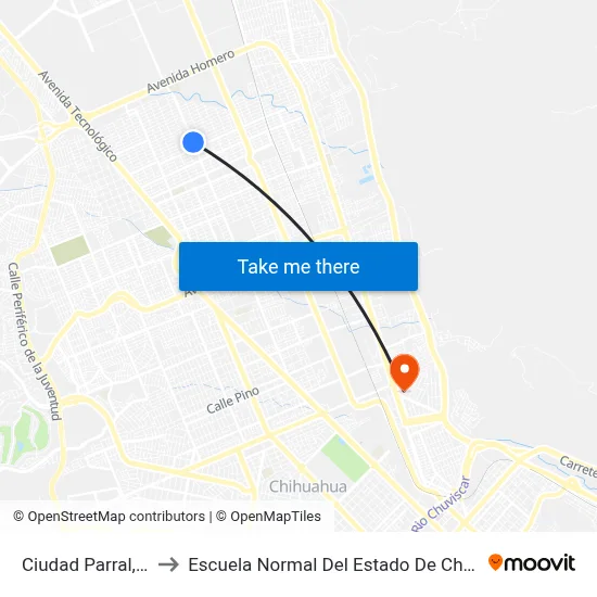 Ciudad Parral, 136 to Escuela Normal Del Estado De Chihuahua map