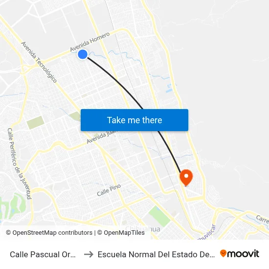 Calle Pascual Orozco, 32 to Escuela Normal Del Estado De Chihuahua map