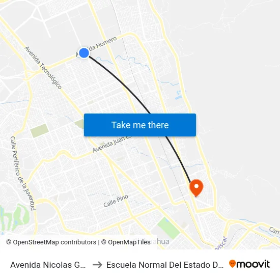 Avenida Nicolas Gogol, 361 to Escuela Normal Del Estado De Chihuahua map