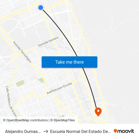 Alejandro Dumas, 15107 to Escuela Normal Del Estado De Chihuahua map