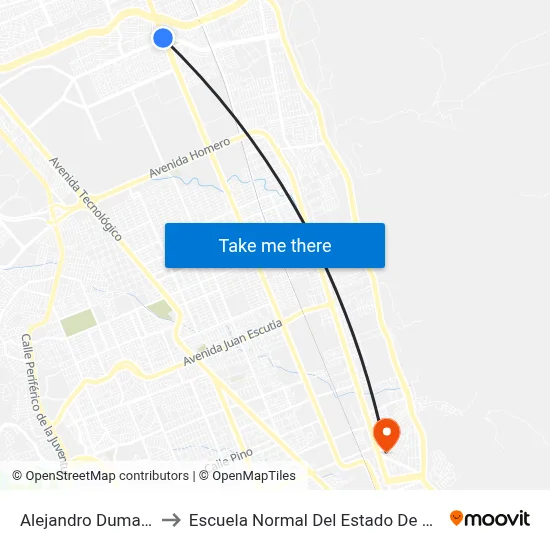 Alejandro Dumas, 379 to Escuela Normal Del Estado De Chihuahua map