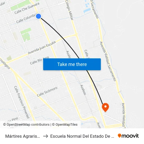 Mártires Agraristas, 84 to Escuela Normal Del Estado De Chihuahua map