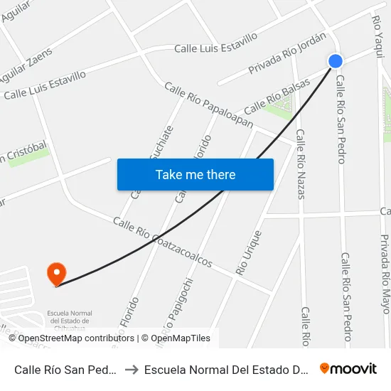 Calle Río San Pedro, 2944 to Escuela Normal Del Estado De Chihuahua map