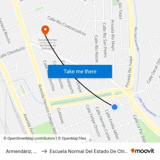 Armendáriz, 1901 to Escuela Normal Del Estado De Chihuahua map