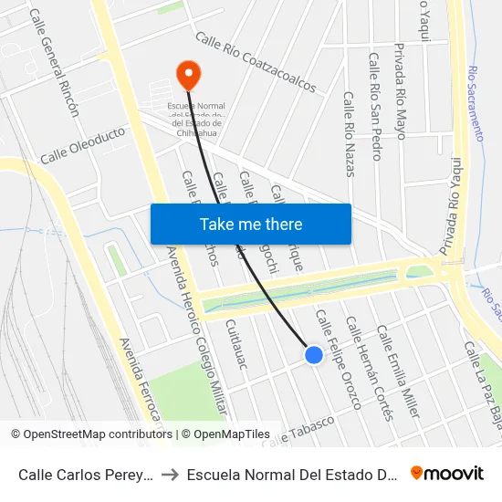 Calle Carlos Pereyra, 1900 to Escuela Normal Del Estado De Chihuahua map