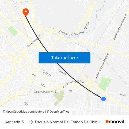 Kennedy, 591 to Escuela Normal Del Estado De Chihuahua map