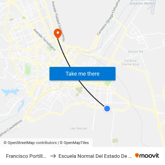 Francisco Portillo, 2661 to Escuela Normal Del Estado De Chihuahua map