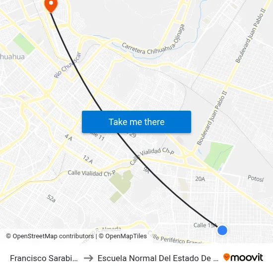 Francisco Sarabia, 1722 to Escuela Normal Del Estado De Chihuahua map